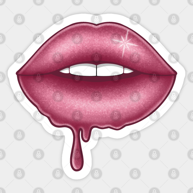 Glitter Drip Lips Glitter Lips Sticker Teepublic